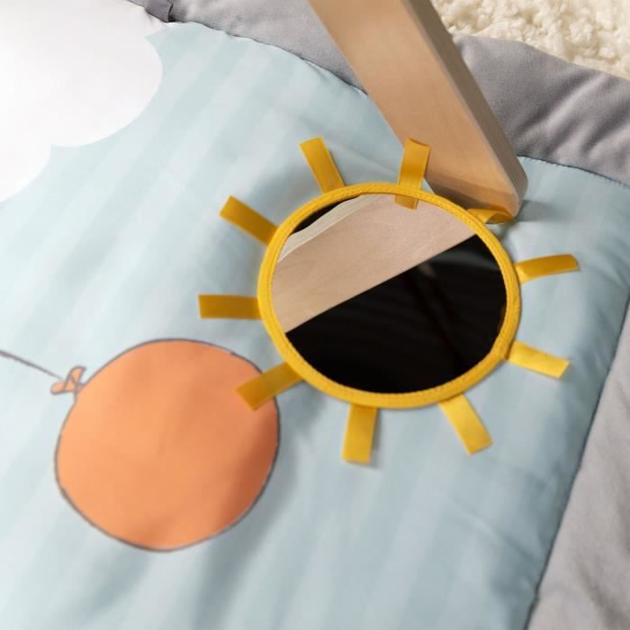 DISNEY BABY  -WINNIE- Tapis de sol éveil bébé évolutif, arche en bois pliable avec jouets sensoriels, miroir