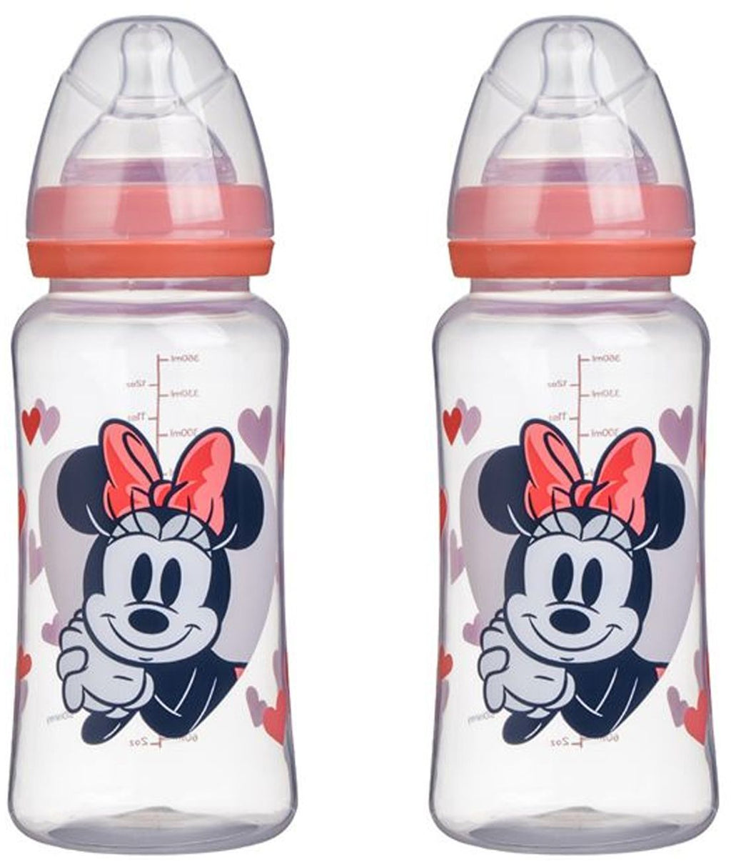 Set of 2 Disney Baby Minnie Collector Baby Bottles 360 ml Silicone Teat