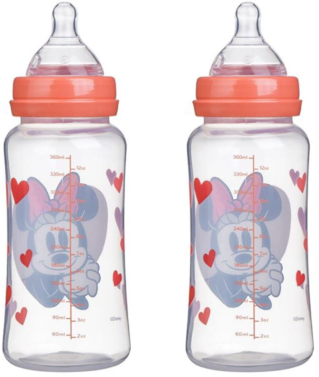 Set of 2 Disney Baby Minnie Collector Baby Bottles 360 ml Silicone Teat
