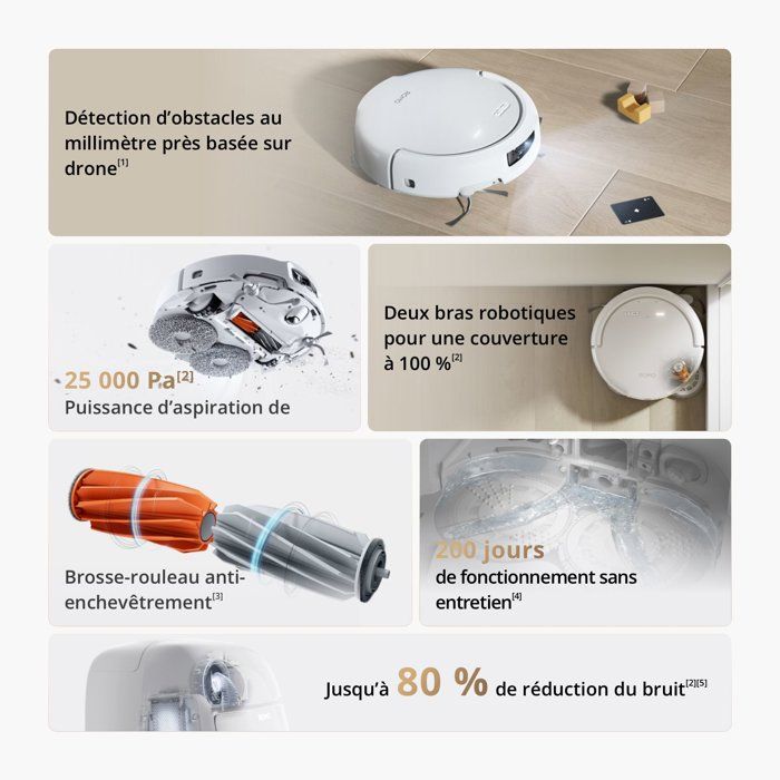 DJI ROMO S - Robot Vacuum Cleaner and Mop with Docking Station - 25,000 Pa - Drone Level Detection - 200 Days Maintenance Free