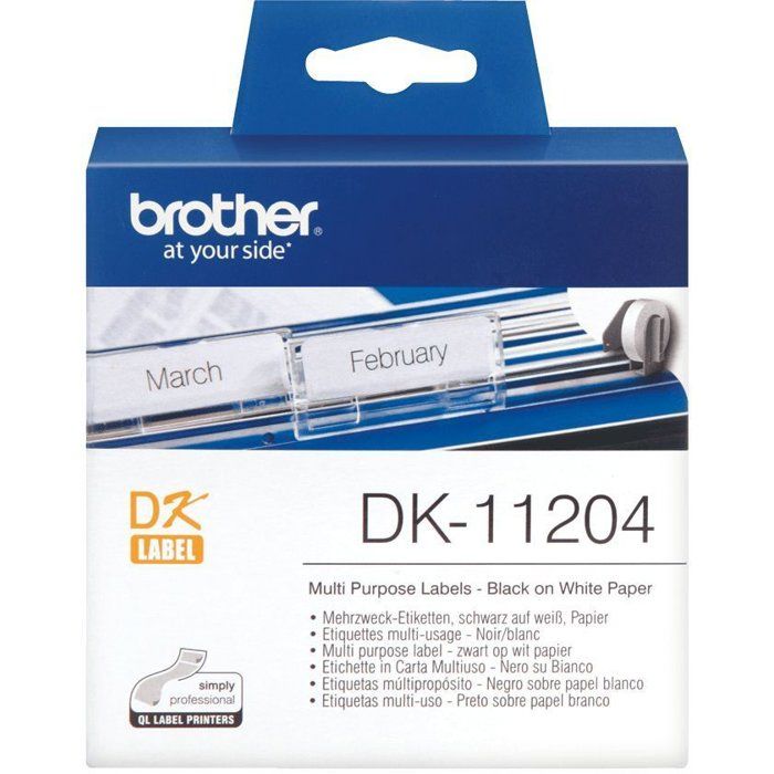 Brother DK11204 Multi-Purpose Labels - 400 White Self-Adhesive Labels - 17 x 54 mm