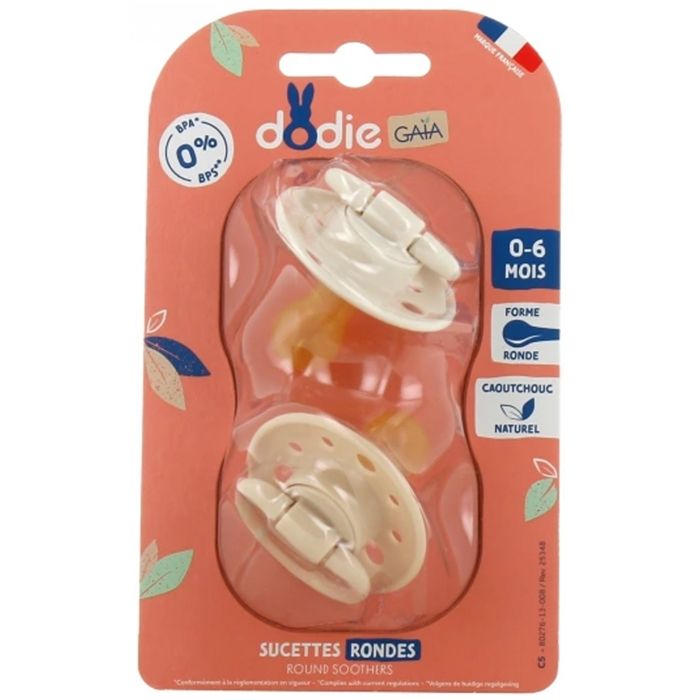 DODIE GAIA Rubber Pacifier Duo - Round - 0-6 months - Grain of Sand