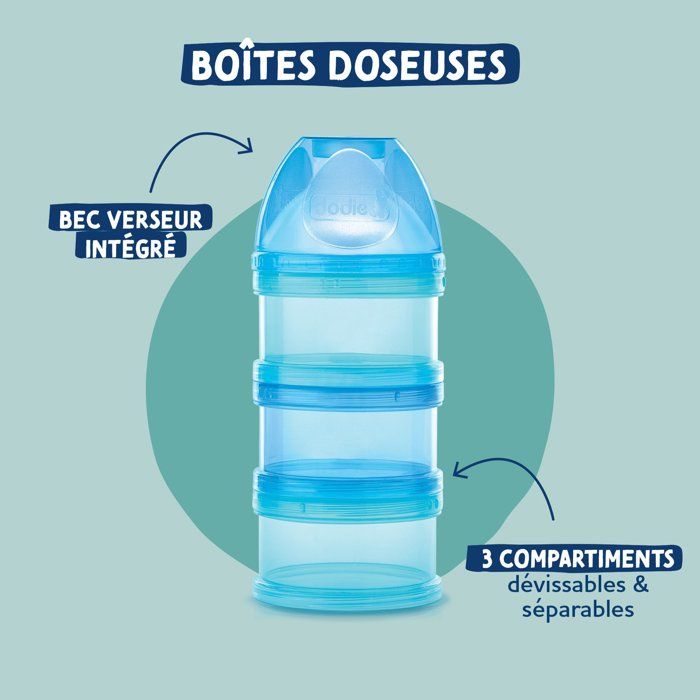 DODIE Dosing Box - Blue - Separable Compartments for Milk Doses