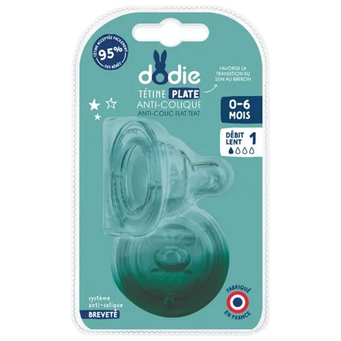 Dodie Sensation+ Anti-Colic Flat Teat, Wide Neck, Flow 1, for Babies 0-6 Months