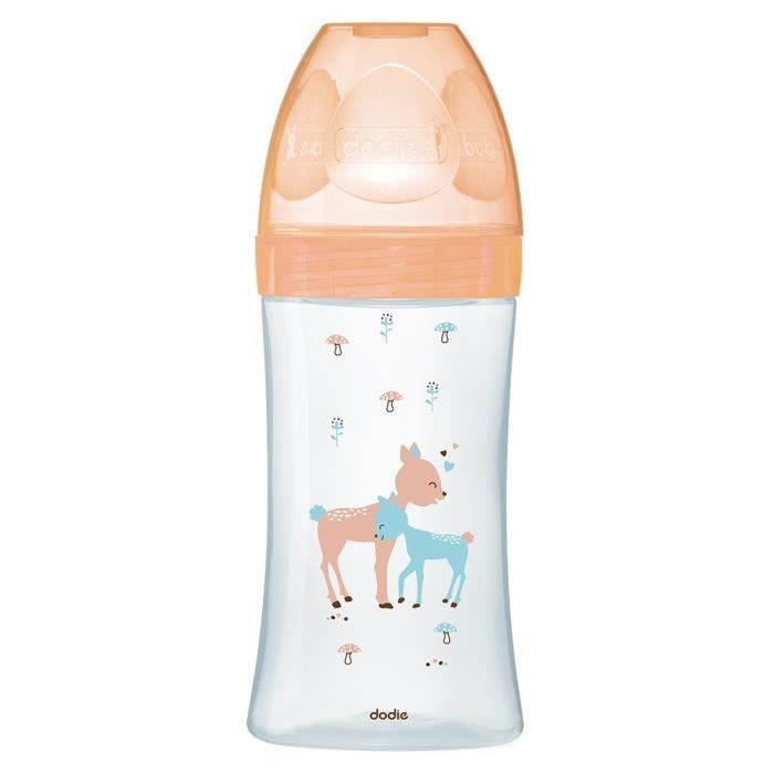 Dodie Anti-Colic Glass Baby Bottle +0 m - Beige Fawn - 270 ml