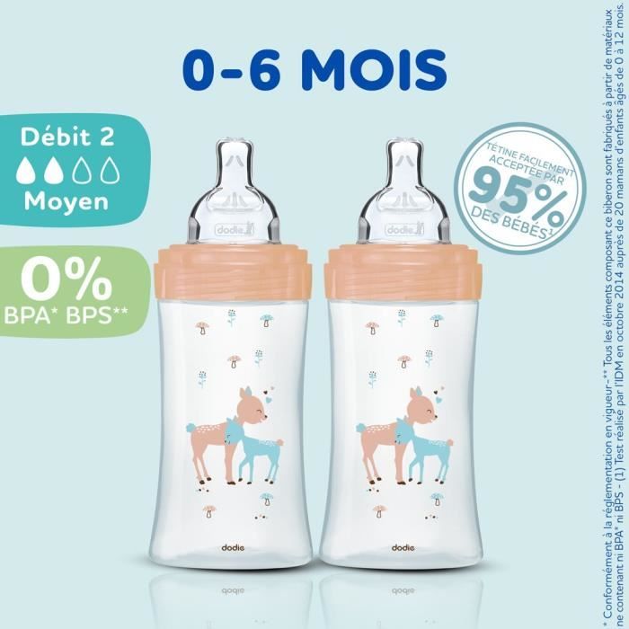 DODIE Anti-Colic Sensation+ Baby Bottles Set of 3 - Glass - 270 ml - 0-6 Months - Flat Teat - Flow 2