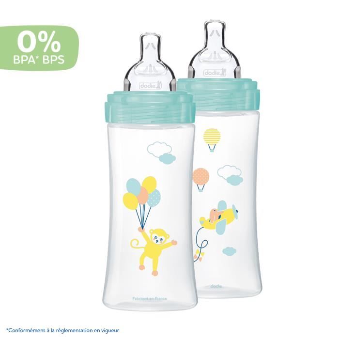 Dodie Sensation+ Anti-Colic Baby Bottle - Pack of 2 x 330 ml - 6+ Months - Balloons