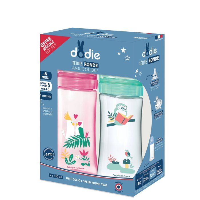 Dodie Initiation+ Anti-Colic Baby Bottle 330 ml Pack of 2 - Pink Dancer