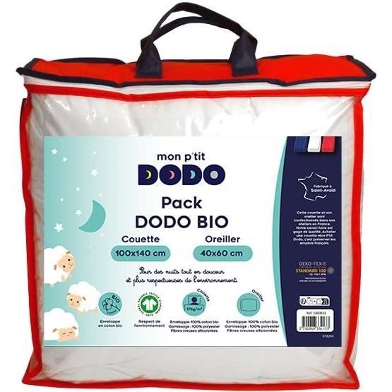 MON P'TIT DODO Organic Duvet Set - 100 x 140 cm + Pillow 40 x 60 cm - Warm - 100% Polyester 100x140cm 40x60cm