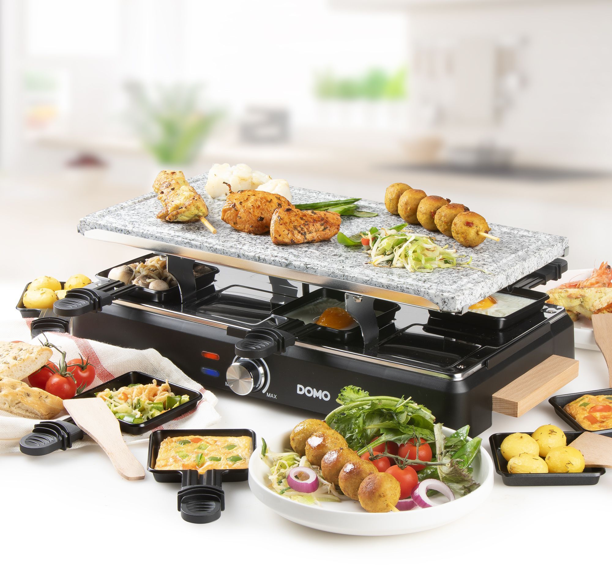 DOMO Raclette Grill - DO9262G - 8 People - Cooking Stone - 1400 W