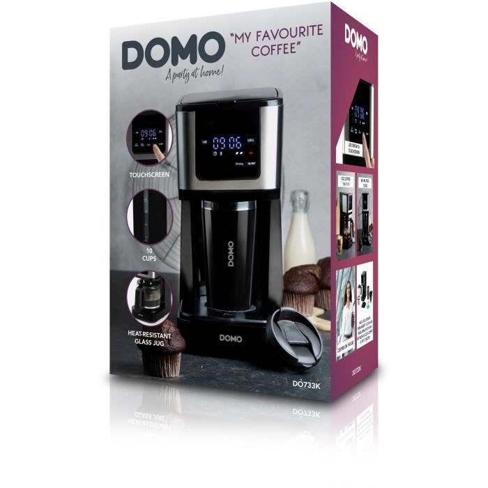 DOMO Filter Coffee Maker - DO733K - 900W - 4 to 10 Cups - Black