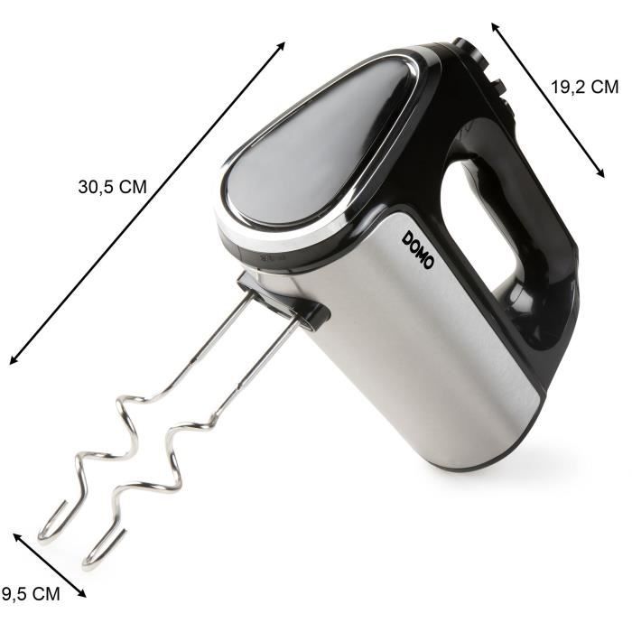 Electric mixer - DOMO - DO9258M - 800 W - 5 speeds + Turbo - Black/ Steel