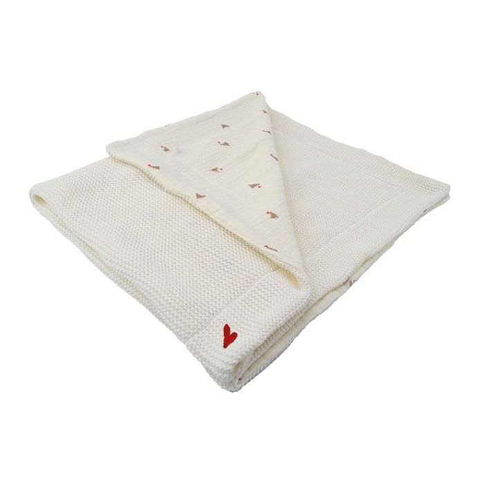 DOMIVA Double-sided Blanket - Maternity Love - 75 x 100 cm - Chunky Knit & Muslin