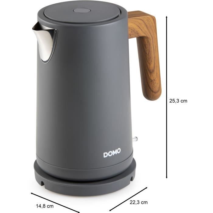 DOMO Electric Kettle - 1.7 L - 2200W - Black/Wood - DO9268WK