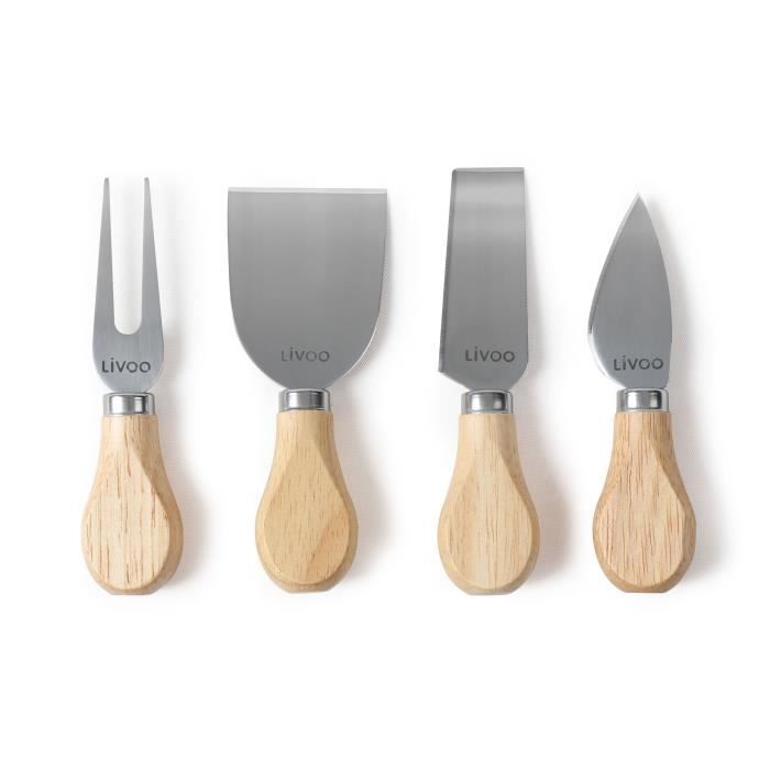 LIVOO Cheese Board - MEN28 - Rubberwood - Rotating Board - 4 Utensils