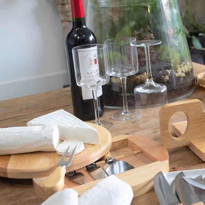 LIVOO Cheese Board - MEN28 - Rubberwood - Rotating Board - 4 Utensils