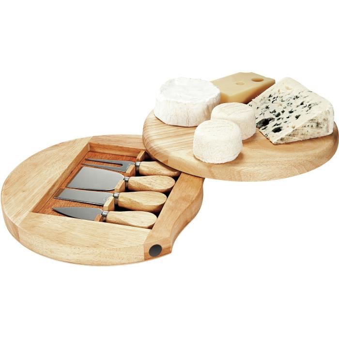 LIVOO Cheese Board - MEN28 - Rubberwood - Rotating Board - 4 Utensils