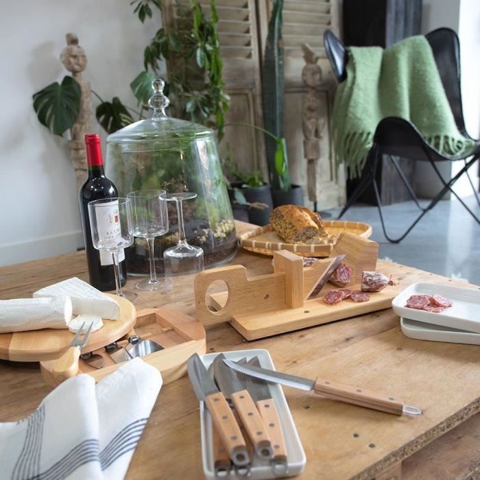 LIVOO Cheese Board - MEN28 - Rubberwood - Rotating Board - 4 Utensils