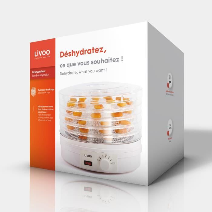 LIVOO DOM202 Food Dehydrator - 250W - 5 Drying Trays - Thermostat