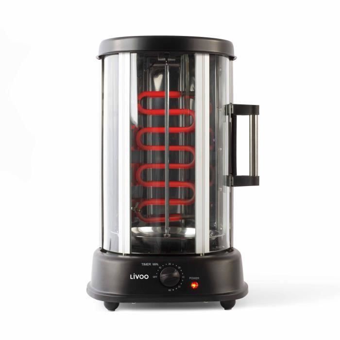 Vertical Grill - LIVOO - DOM323 - 1500W - Up to 2.5 kg - 1 central spit and 10 skewers of 23 cm -