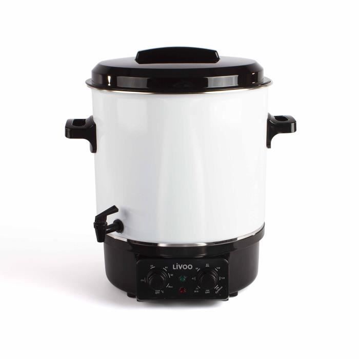 Stérilisateur a bocaux électrique - LIVOO - DOM334 - 1800W - 27L - Ø35 cm - Thermostat réglable et minuterie - Cuve acier émaillé