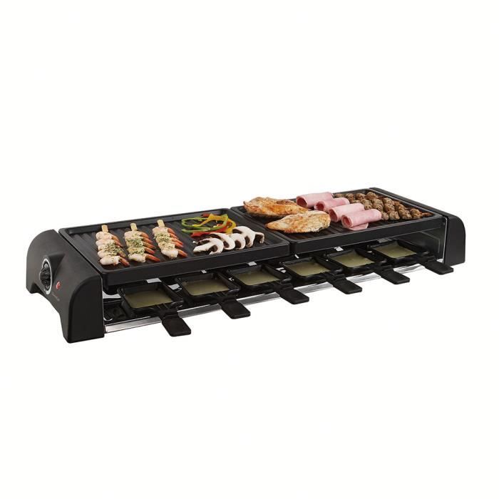 LIVOO Raclette Grill - 1800W - Serves 12 People - Black DOC185