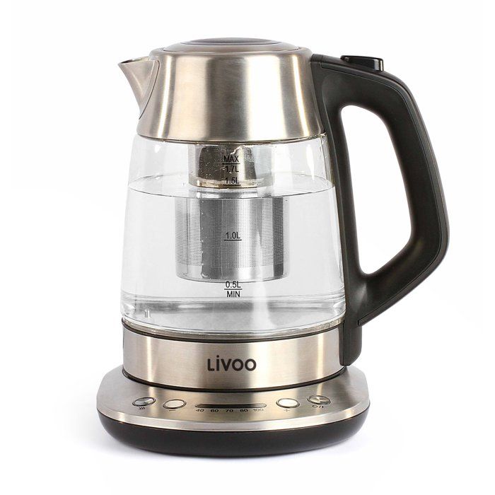 LIVOO DOD165 Teapot Kettle - 1.7 L - 2200W - Glass - Grey