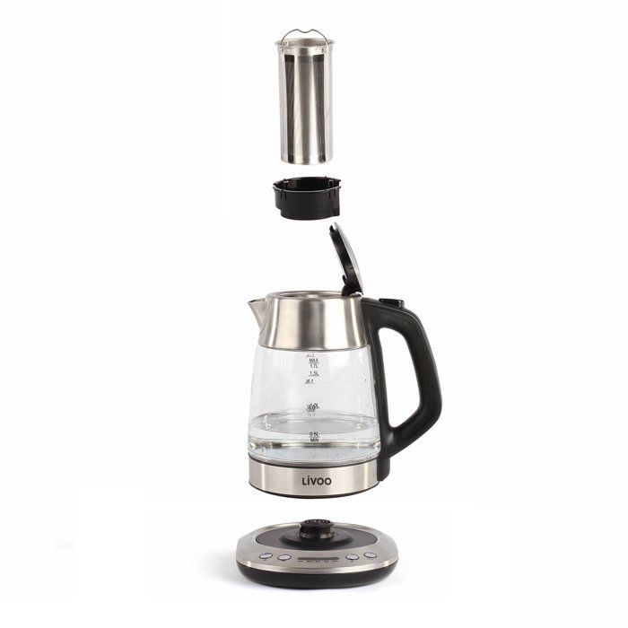 LIVOO DOD165 Teapot Kettle - 1.7 L - 2200W - Glass - Grey