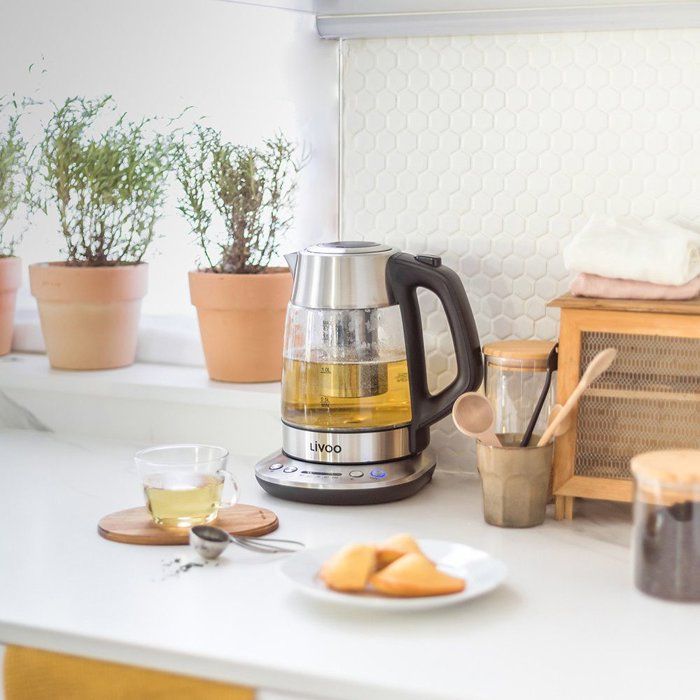 LIVOO DOD165 Teapot Kettle - 1.7 L - 2200W - Glass - Grey