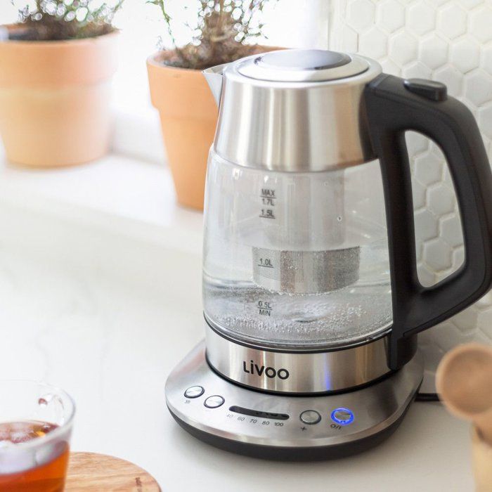 LIVOO DOD165 Teapot Kettle - 1.7 L - 2200W - Glass - Grey