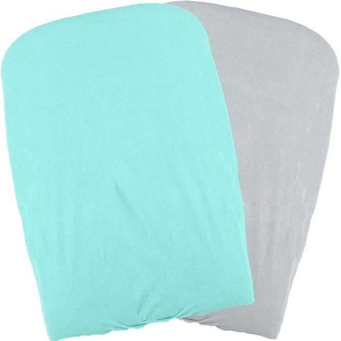 DOMIVA Set of 2 Changing Mat Covers - Polycotton - Oeko-Tex - Aqua/Pearl - 50 x 75 cm