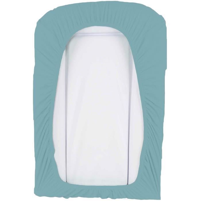 DOMIVA Changing Mat Cover Set - Polycotton Terry Cloth - Oeko-Tex - White/Nile - 50 x 75 cm