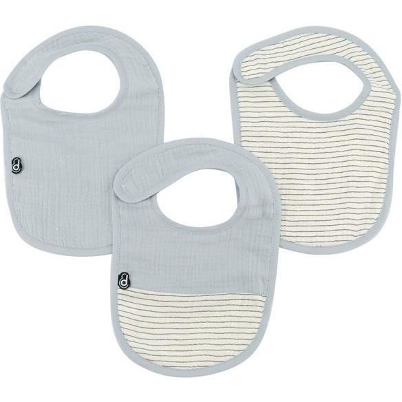 DOMIVA Set of 3 Bibs - 6-12 Months - Cotton Gauze - Vintage Blue