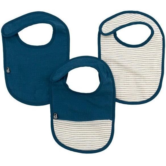 DOMIVA Set of 3 Bibs - 6-12 Months - Cotton Gauze - Indigo