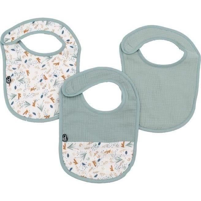 DOMIVA Set of 3 Bibs - 6-12 Months - Cotton Gauze - Celadon