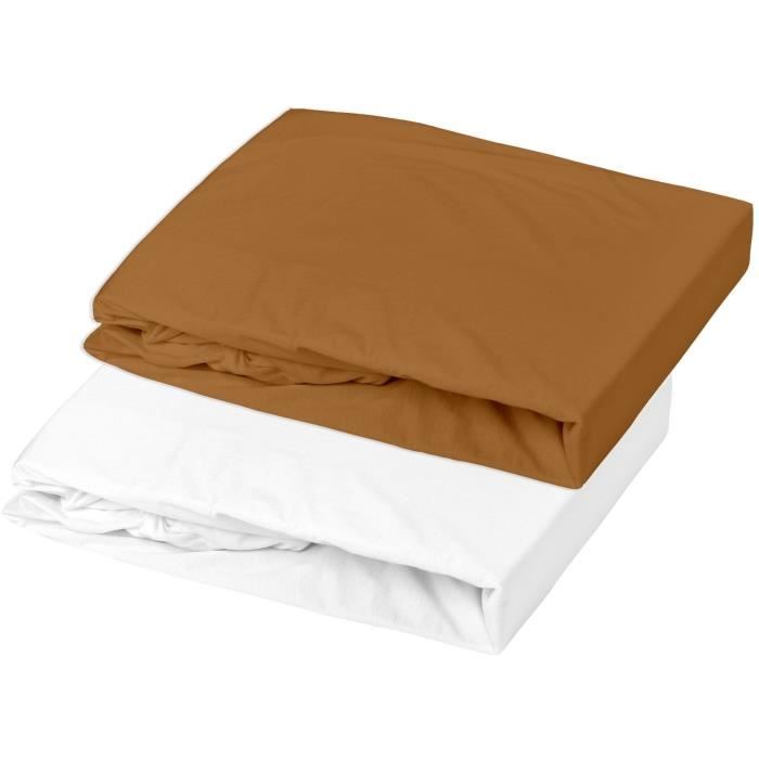 Polyurethane Mattress Protector + Fitted Sheet - 60x120 cm - Caramel