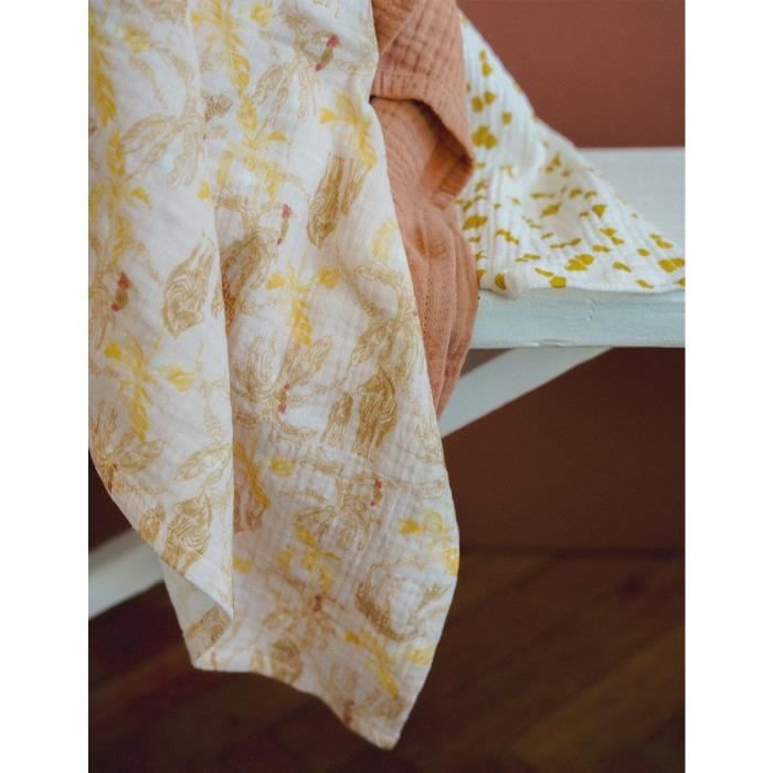 Set of 3 Muslin Squares - DOMIVA - Honey Moon - Cotton Muslin