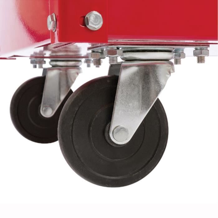 DOMAC Workshop Trolley with 3 Shelves on Wheels - Red - Load Capacity 60 kg