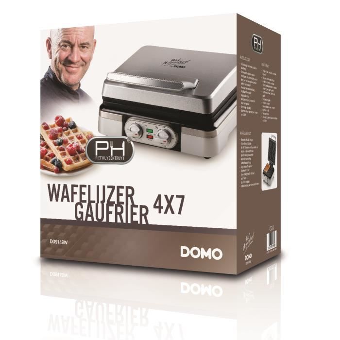 DOMO DO9149W Electric Waffle Maker - 1400W, Adjustable Thermostat, Non-Stick Coating