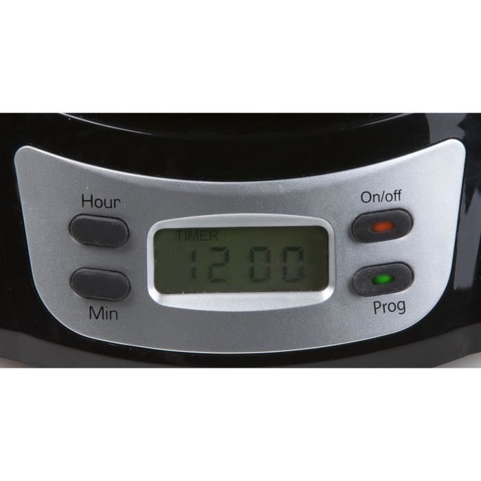 DOMO Filter Coffee Maker - DO708K - 1000 W - 1.5 L - 12 Cups - LCD Screen - 24-Hour Timer - Black and