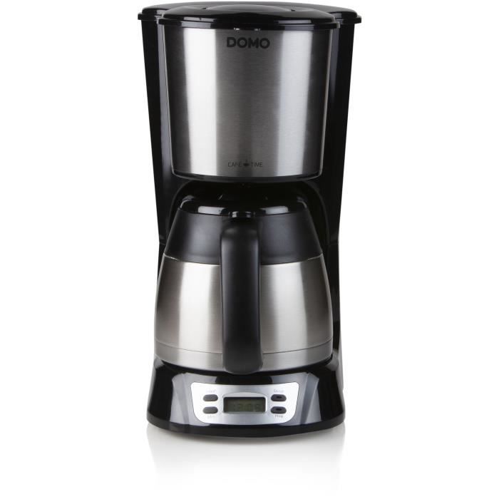 DOMO Filter Coffee Maker - DO709K - 1000 W - 1 L - 8 Cups - LCD Screen - 24-Hour Timer - Stainless Steel