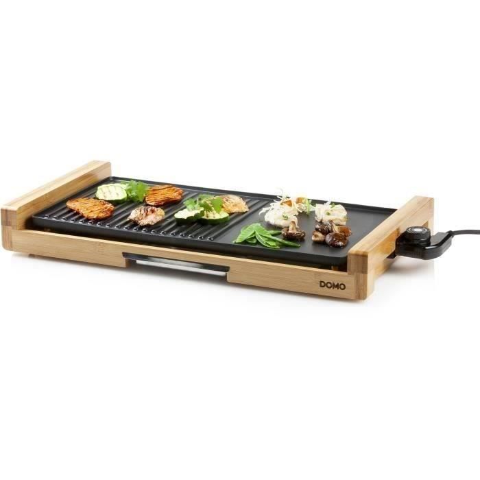DOMO Bamboo Griddle - 60 cm, 2200W, Removable Cooking Plate, Adjustable Thermostat