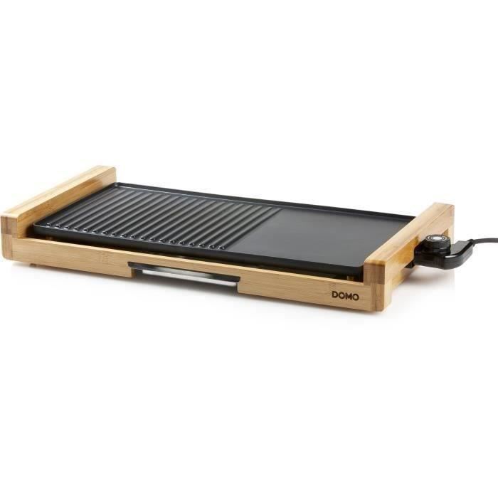 DOMO Bamboo Griddle - 60 cm, 2200W, Removable Cooking Plate, Adjustable Thermostat