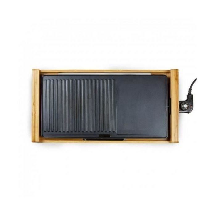 DOMO Bamboo Griddle - 60 cm, 2200W, Removable Cooking Plate, Adjustable Thermostat