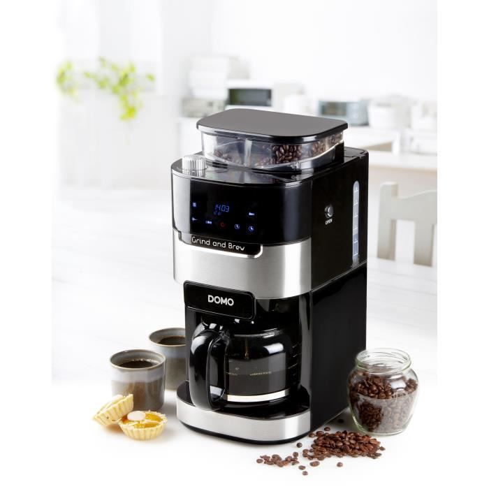 DOMO Filter Coffee Maker with Integrated Grinder - DO721K - 900W - 1.5 L - 12 Cups