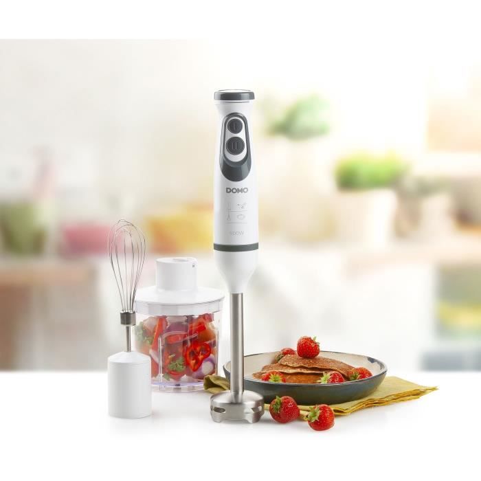 Blender Set - DOMO - DO1089M - 600 W - Variable speed + Turbo - Hand blender, whisk, chopper, measuring cup - White
