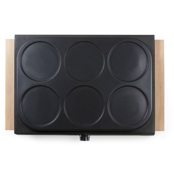 DOMO Crepe Maker - DO8717P - 1000W - Makes 6 Crepes - Adjustable Thermostat - Black/Wood