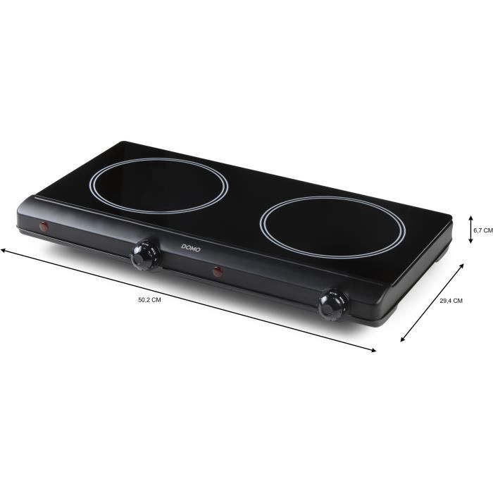 DOMO Cooktop - 2 Burners - 50.2 x 29.4 x 6.7 cm - DO339KP
