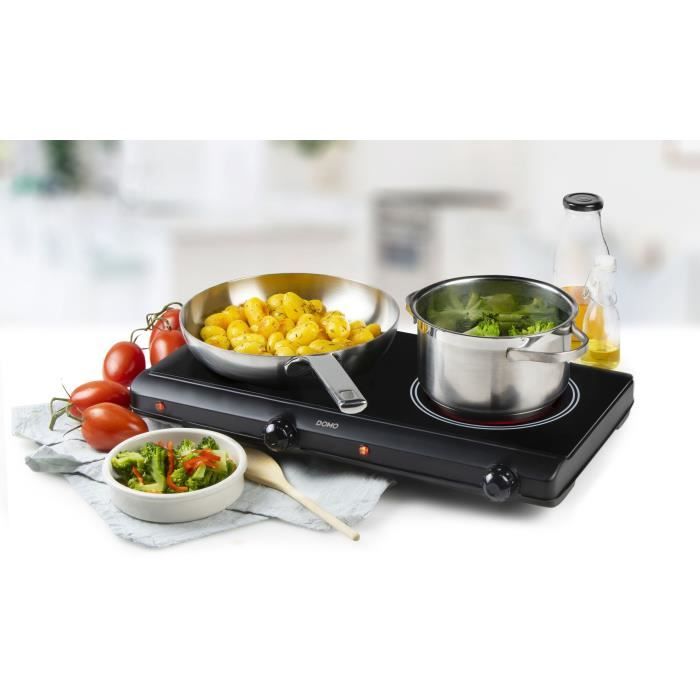 DOMO Cooktop - 2 Burners - 50.2 x 29.4 x 6.7 cm - DO339KP