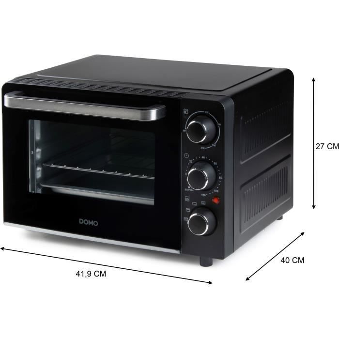 DOMO Mini Electric Oven - DO807GO - 20 L - Black - Top and Bottom Heat - 120 min Timer - 1300W